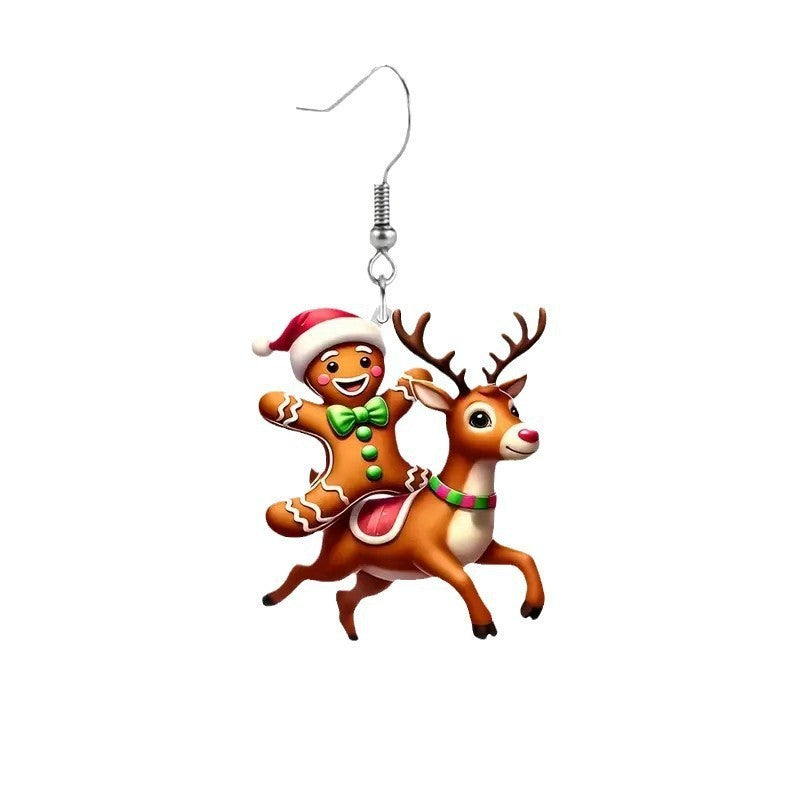 Wholesale Christmas cute gingerbread man elk ear rings holiday